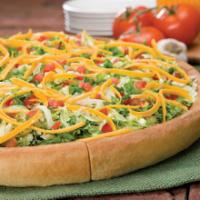 Original Crust Taco Pie · Beef, onions, lettuce, tomatoes, taco sauce, cheddar cheese and mozzarella cheese.