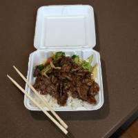 Teriyaki Beef · Comes with steamed white rice or fried rice.