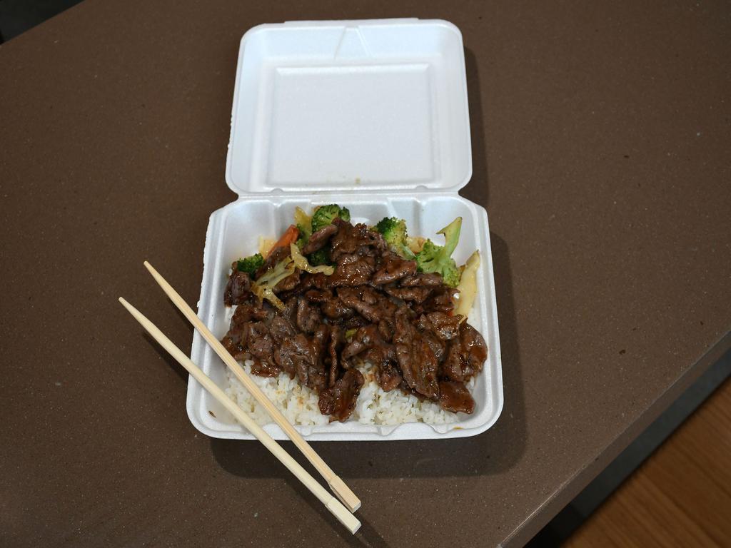 Teriyaki Beef · Comes with steamed white rice or fried rice.