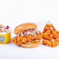 The Heisenberg · Our Delicious ABQ Hot Chicken Sandwich with a side of Spice Curls and a side of Slaw Goodman...