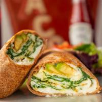 The Lauraena · Egg whites, spinach, avocado and feta cheese served in a whole wheat tortilla. Served with a...