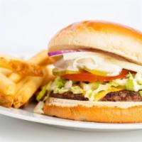 Superior Burger  · !/2 Lb of Angus beef Patty Topped with LTO, pickles, American cheese and Mayo 