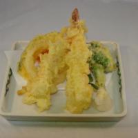 Tempura · Deep fried prawns and vegetable.