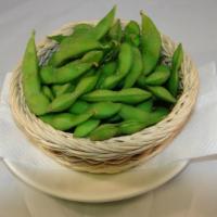 Edamame · Boiled and salted soybeans. Vegetarian.