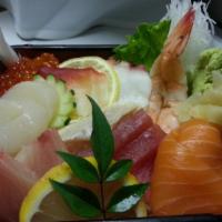Chirashi Sushi · Assorted fish on top of the sushi rice. Served with miso soup.