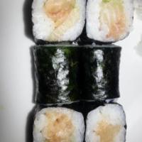 Hamachi Maki · Yellowtail with scallion. Rolled rice in toasted seaweed.