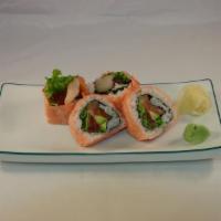 Crazy Roll · Yellowtail hamachi, salmon, tuna and avocado. Rolled rice in toasted seaweed.