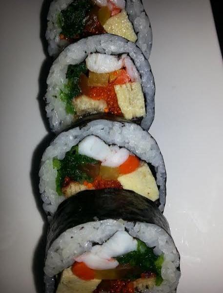 8 Pieces Futomaki · Big roll with vegetables and eggs. Rolled rice in toasted seaweed.