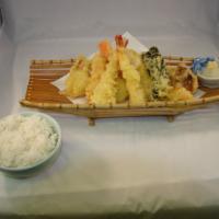 Seafood Tempura  · Deep fried seafood. Served with rice, miso soup and salad.