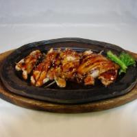 Chicken Teriyaki  · Broiled chicken with teriyaki sauce. Served with rice, miso soup and salad.