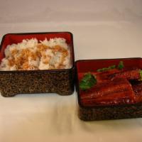 Una-Ju · Broiled eel with zesty sauce. Served with rice, miso soup and salad.