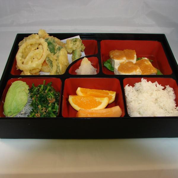 Vegetable Special  · Prepared in Japanese style with avocado, vegetable tempura, steamed spinach and tofu. Vegetarian. Served with rice, miso soup and salad.