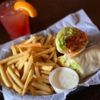 Buffalo Chicken Wrap Sandwich · Crispy or grilled chicken, romaine lettuce, Caesar dressing and Parmesan cheese.
