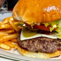 Heater Burger · pepperjack cheese, chipotle mayo, pickled jalapenos, shredded lettuce, fresh tomato