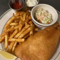 Fish & Chips · beer battered haddock with coleslaw, tartar sauce and crispy fries