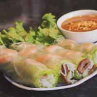 A2- Fresh Spring Rolls · 2 pieces. Goi cuon. Shrimp, pork, rice vermicelli, salad rolls with lettuce, bean sprouts, c...