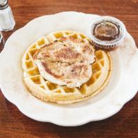 The Cinnamon Sugar Waffle · Grilled chicken breast dipped in cinnamon sugar on top of a homemade waffle with maple syrup...