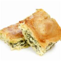 Spinach Pie · Phyllo dough with feta cheese, fresh spinach, olive oil, and parsley