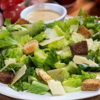 Caesar Salad · Fresh Crisp Romaine lettuce, croutons, Romano and Parmesan cheese, served with Caesar dressi...