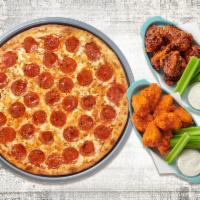 Pizza & Boneless Wing Bundle · 1 Large one-topping pizza and 2 orders of boneless wings.