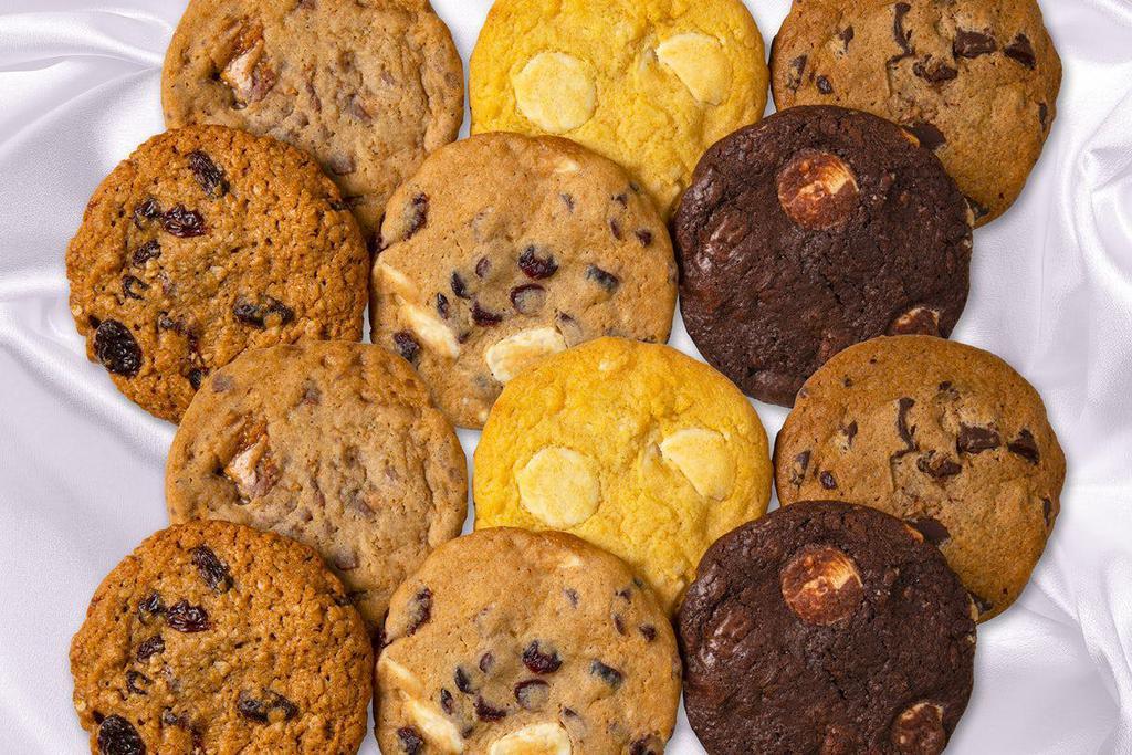 Try Them All Box · A variety of 12 freshly baked year-round gourmet cookies:

Chocolate Chunk, Triple Chocolate Chunk, Heath Bar, Lemon Cooler, Spiced Oatmeal Raisin