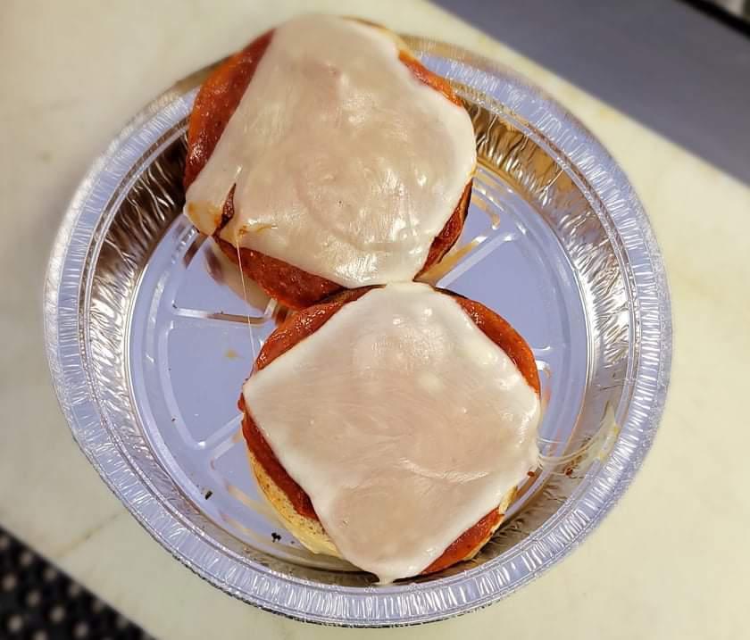 The Blazin Pizza Sandwich · Plain bagel, pizza sauce, pepperoni and mozzarella. 