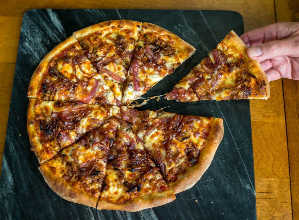 BBQ Chicken Pizza  · Topped with BBQ chicken and mozzarella cheese. 