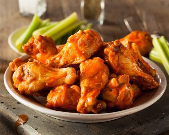 Buffalo Chicken Wings · Hot oven-baked chicken wings smothered in Buffalo sauce.
