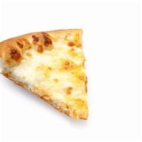 White Pizza Slice · Fresh oven-baked pizza topped with mozzarella and ricotta cheese.