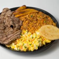 Calentado · Calentado con huevos, carne, cerdo, pollo & arepa. Mixed rice and beans with beef, pork or c...