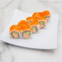 Crab Salad Roll · Crab shred mixed with mayo and mirin, avocado, cucumber, green onion and topped with masago.