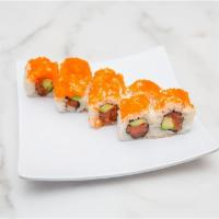 Spicy Tuna Roll · Minced tuna mixed with sriracha and sesame oil, avocado and topped with masago.