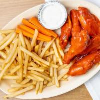 1/2 Dozen & Fries Combo · 6 wings mix served with a side of French fries, side of carrots and one 2oz ranch