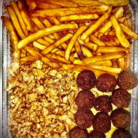 Mix Meal  · Half Tray Comes With, Half Fries Other Half Chicken Gyro and Falafel Side Salad and 2 Liter ...