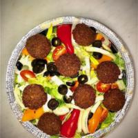 FALAFEL SALAD · with your choice of tahini or white sauce