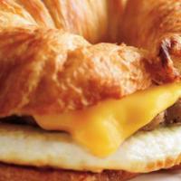 Sausage, Egg and Cheese Sandwich · Delicious Sausage Egg and Cheese served on a Croissant, Bagel or Wheat Bread
