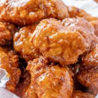 12 PC Boneless Wings · Our wings are served with Ranch or Blue Cheese dressing, celery and either our
house made Me...