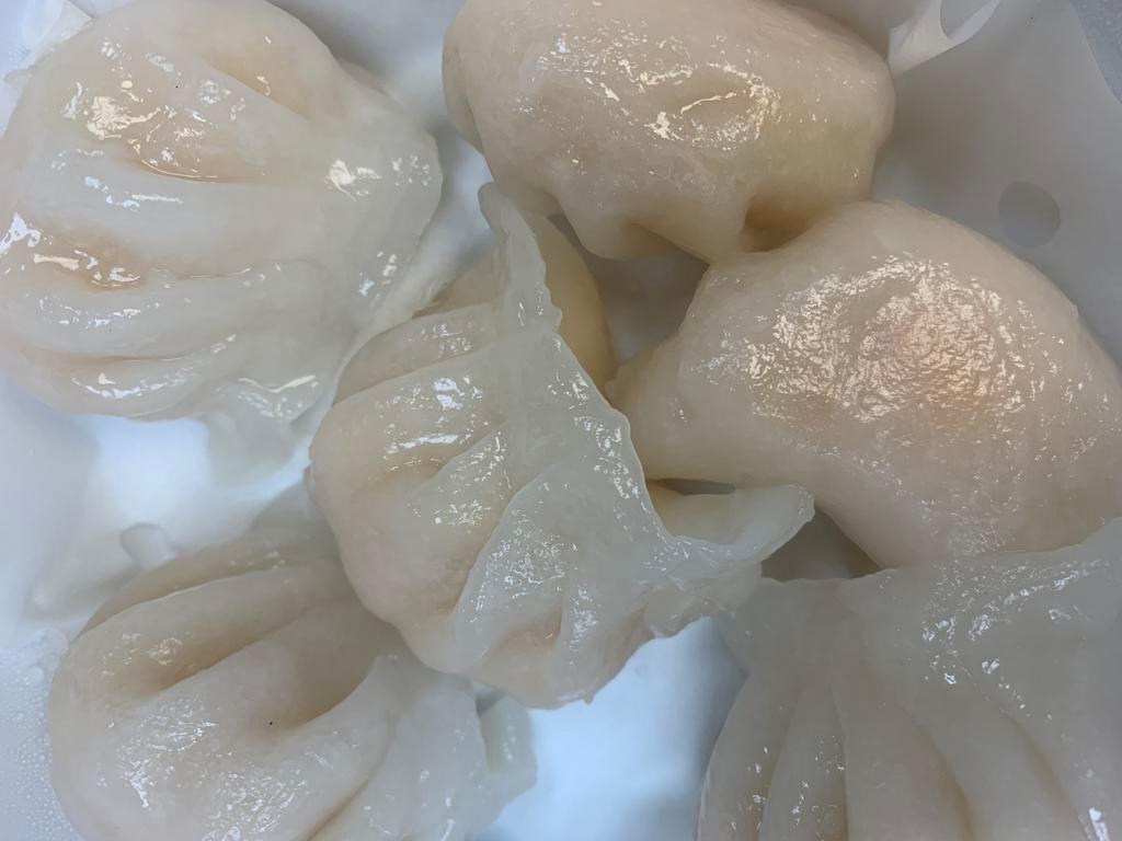 Crystal Shrimp Dumpling虾饺 · 6 pieces. Stuffed dough. 