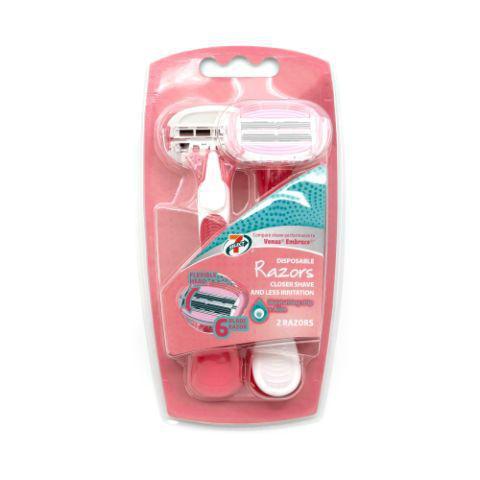 7-Select Womens Razor · 2 Superior comfort and closer shave. 6 blades on a multi-pivoting, lubricating band, triple formula (a unique combination of Aloe, Vitamin and Chamomile moisturizes, calms, and protects even the most sensitive skin).