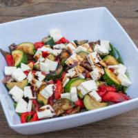 S1. Grilled Vegetable Salad · Mesculin, grilled eggplant, roasted peppers, grilled portabella mushrooms, mozzarella, grill...