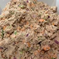 Homemade Tuna Salad · Tuna, carrots, celery, red onions, and light mayo.