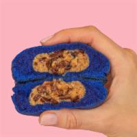 Cookie Monster Duchess · Blue chocolate chip cookie stuffed with chocolate chip cookie dough.