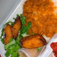 Meatless Plate · Rice with your choice of sweet or fried green plantains, and a salad. Arroz con su seleccion...