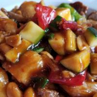 Kung Pao · Spicy and has nuts.
