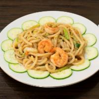 Shrimp Yaki Udon · Sauteed Yaki Udon Noodle - Served with Miso Soup