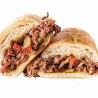 Philly Cheese Steak Sandwich · Steak, cheese, and caramelized onion sandwich.