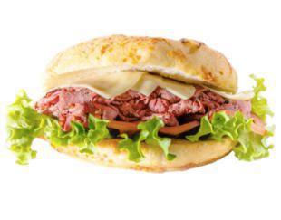 Rare Roast Beef Sandwich · Roast beef, cheddar cheese, red pepper, lettuce, tomato, horseradish.