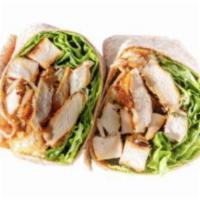 Chicken Caesar Wrap Sandwich · Grilled chicken, romaine, crouton, Parmesan, Caesar dressing.
