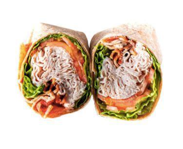 Turkey BLT Wrap Sandwich · Turkey breast, bacon, lettuce, tomato, mayo.
