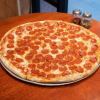Large Charred Pepperoni pizza · Sauce, cheese, charred pepperoni